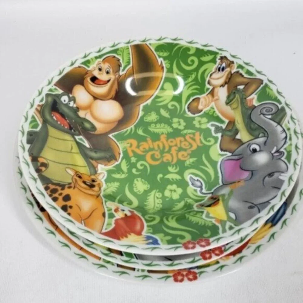 Vintage Rainforest Cafe 3 Piece Place Setting Bowl Salad Dinner Plate Br… - Picture 3 of 13